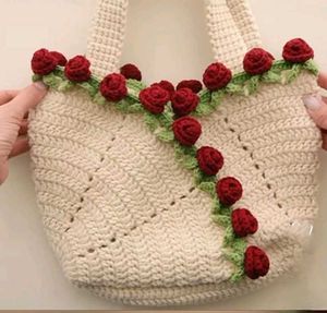 Crochet Rose Tote Bag