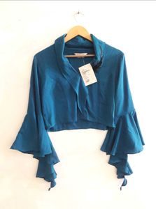 Stylish Teal Bell Sleeve Top