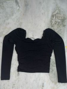 stripped long sleeve sweetheart neck top