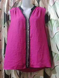 Pink Embellished Sleeveless Top