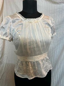 Korean Vintage Puff Sleeve Peplum Blouse