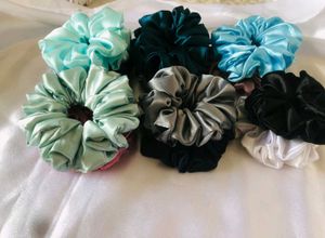 Silk Satin Scrunchies Set Of 12