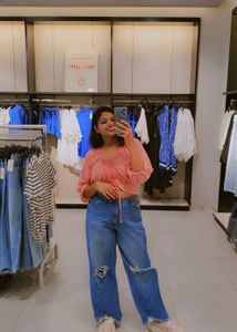 Peach Peasant Crop Top