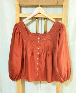 Embroidery Work Light Brown Top Size-40