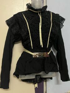 Pintrest Elegant Black Embellished Top