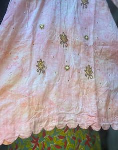 Pure Soft Cotton Peach Embroidered Kurta Set