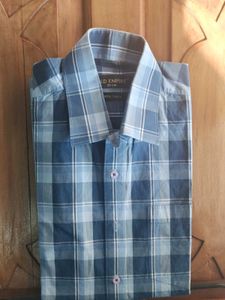 Blue Formal Men's Shirt With Front Pocket