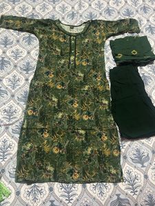 Green Floral Kurta Set