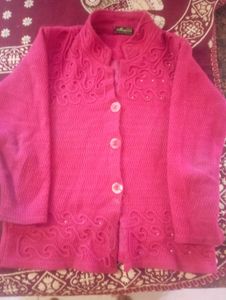 Stylish Pink Knit Cardigan