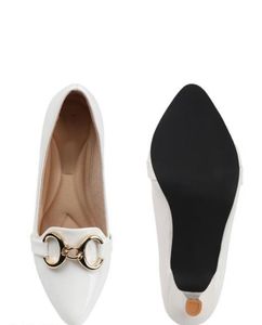 White Heels with Gold Detail