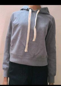 Gray Cropped Hoodie