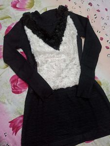 Elegant Black &amp; White Tunic Dress