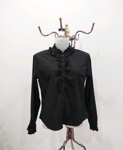Ruffled Black Blouse