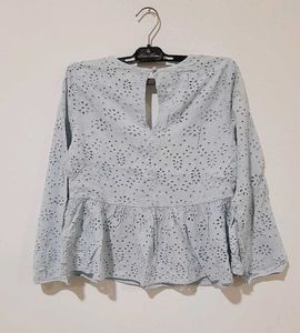 Eyelet Peplum Top