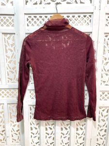 Vintage Inspired Laced Detail Mesh Blouse A