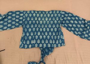 Block Print Wrap Top - Free Size 💙