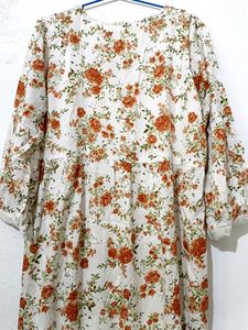 New White Floral Print Kurti And Dupatta 👗🍊