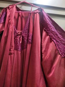 Red Satin Lace Lingerie Set