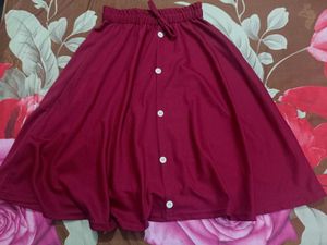 Maroon Button-Down Skirt