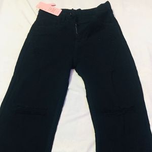 Black Denim Straight Fitted Jeans