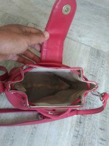 Red Bucket Style Crossbody Bag