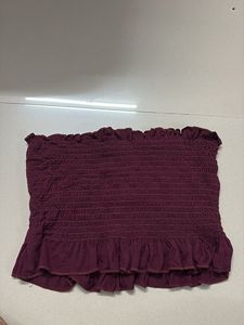 Burgundy Smocked Tube Top