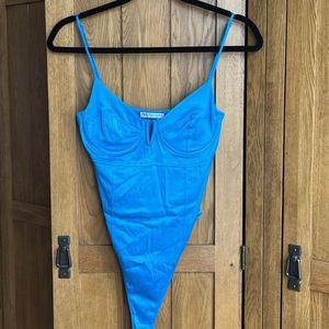 Zara Metallic Corset Cup Bodysuit