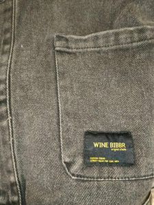 Charcoal/dark grey washed denim jacket