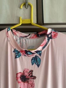 beautiful pink Floral Print Maxi Dress With Pocket