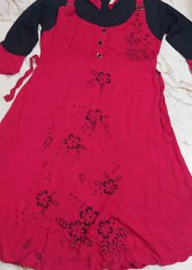 A. Line Frock .... Nevy Blue Body Pink Background