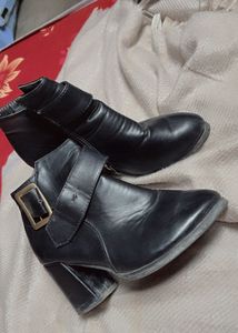 Black Buckle Ankle Boots-SIZE 3