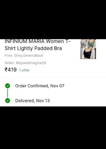 Free Size Infinum T Shirt Lightly Padded Bra