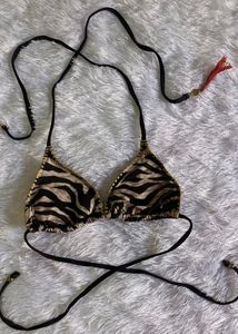 Leopard Print Tassel Beautiful Bikini Top