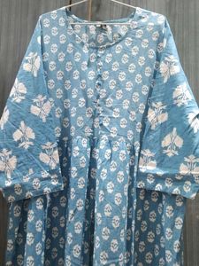 Blue Floral Print Midi  Pant Dress