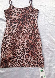 Brand New (Newme) Brown Leopard Print Mini Dress