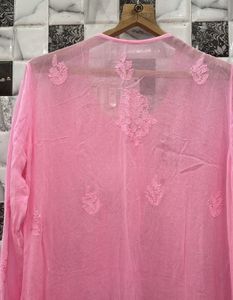 Pink Georgette Resham Chikankari Kurti