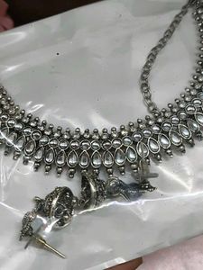 Silver Tone Necklace &amp; Earring Set