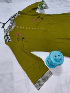 Set of 3 Kurtis - Teal, Olive, Coral - Size L