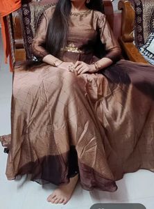 Full Flare Brown Kurta