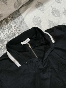 Calvin Klein Men Black Cotton Collar Zip Tshirt