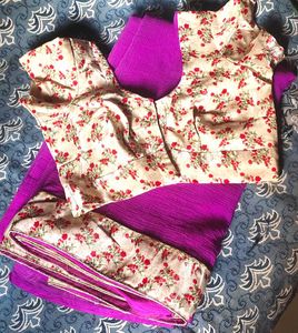 Beautiful Saree With Stitched Blouse 💜