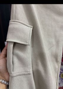 Beige Corduroy Cargo Pants