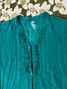 Green Ruffle Blouse