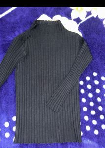 Mint Green And Black Turtleneck Top