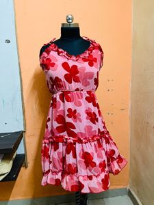 Red Floral Printed Dress