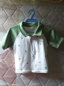 Cute Green & White Heart crop top