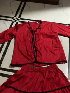 price drop Red Skirt &amp; Top Set
