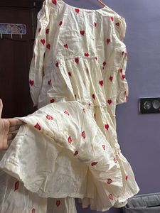 Heart Print Tiered Midi Dress