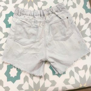 White Top With Denim Shorts Combo
