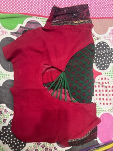 Green Saree with Maroon Blouse